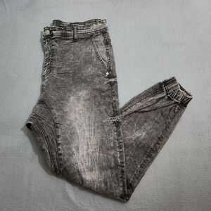 91 Cotton On Men 34X27 Black Acid Wash Slim Denim Jogger Jeans